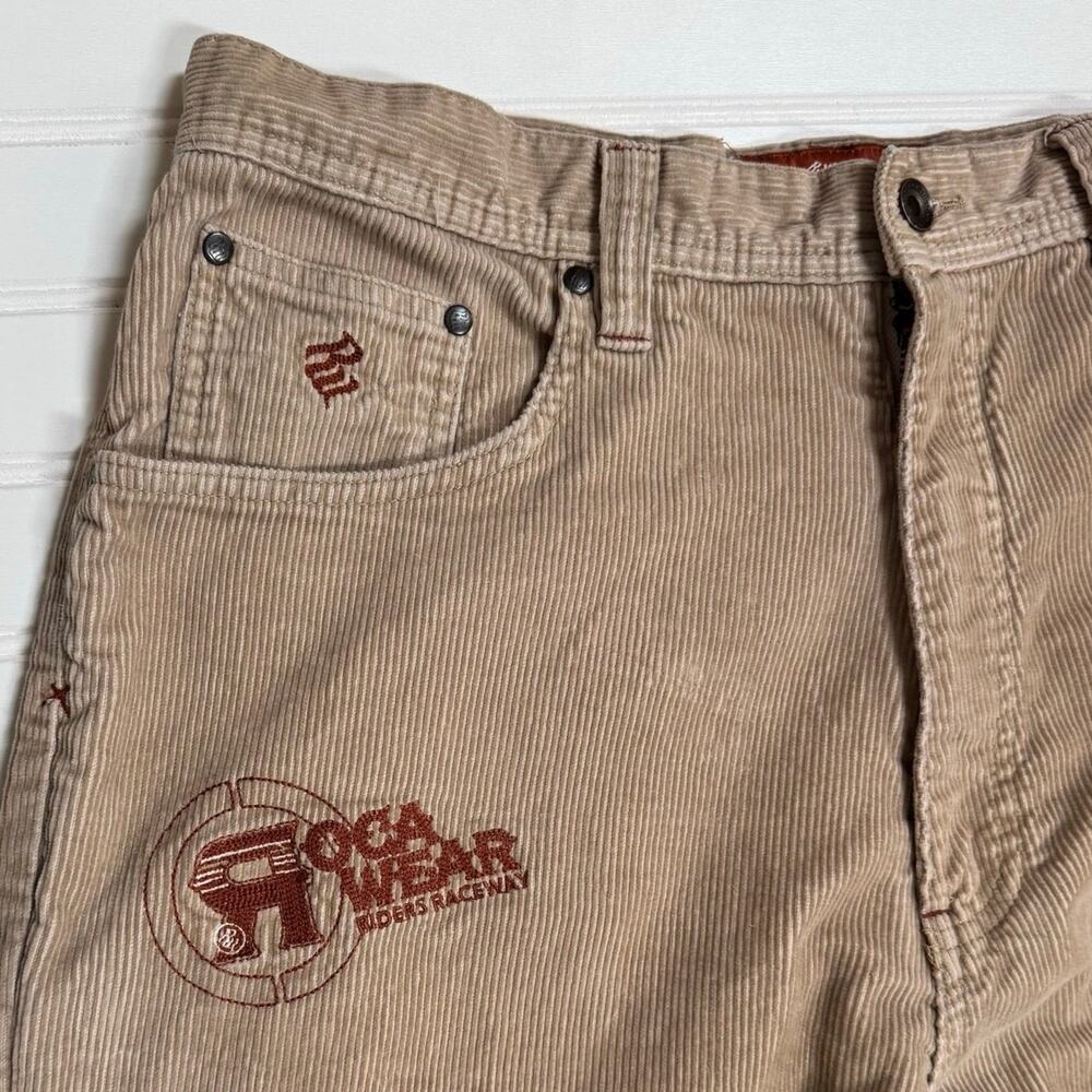 VTG Rocawear Corduroy Pant 36x34 Tan Hip-Hop Y2K Streetwear Reinforced Knee Pant
